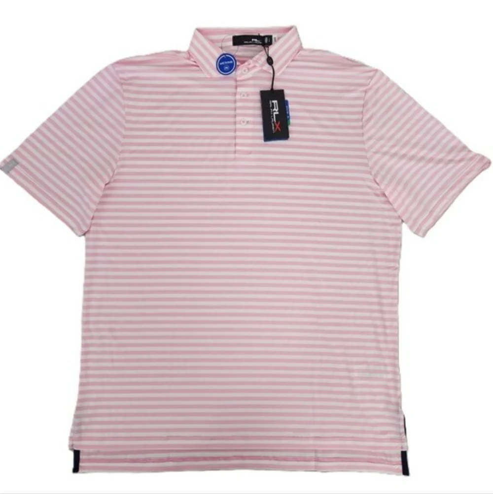 NWT Men's RLX Ralph Lauren Light Pink Striped Polo Shirt